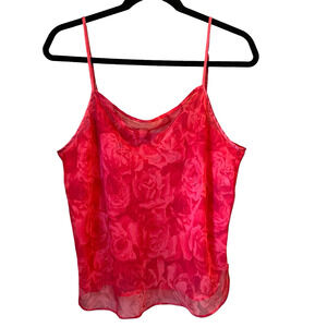 Vintage Valerie Stevens Womens Cami Top Extra Large Red Rose‎ Mesh Y2K Romantic